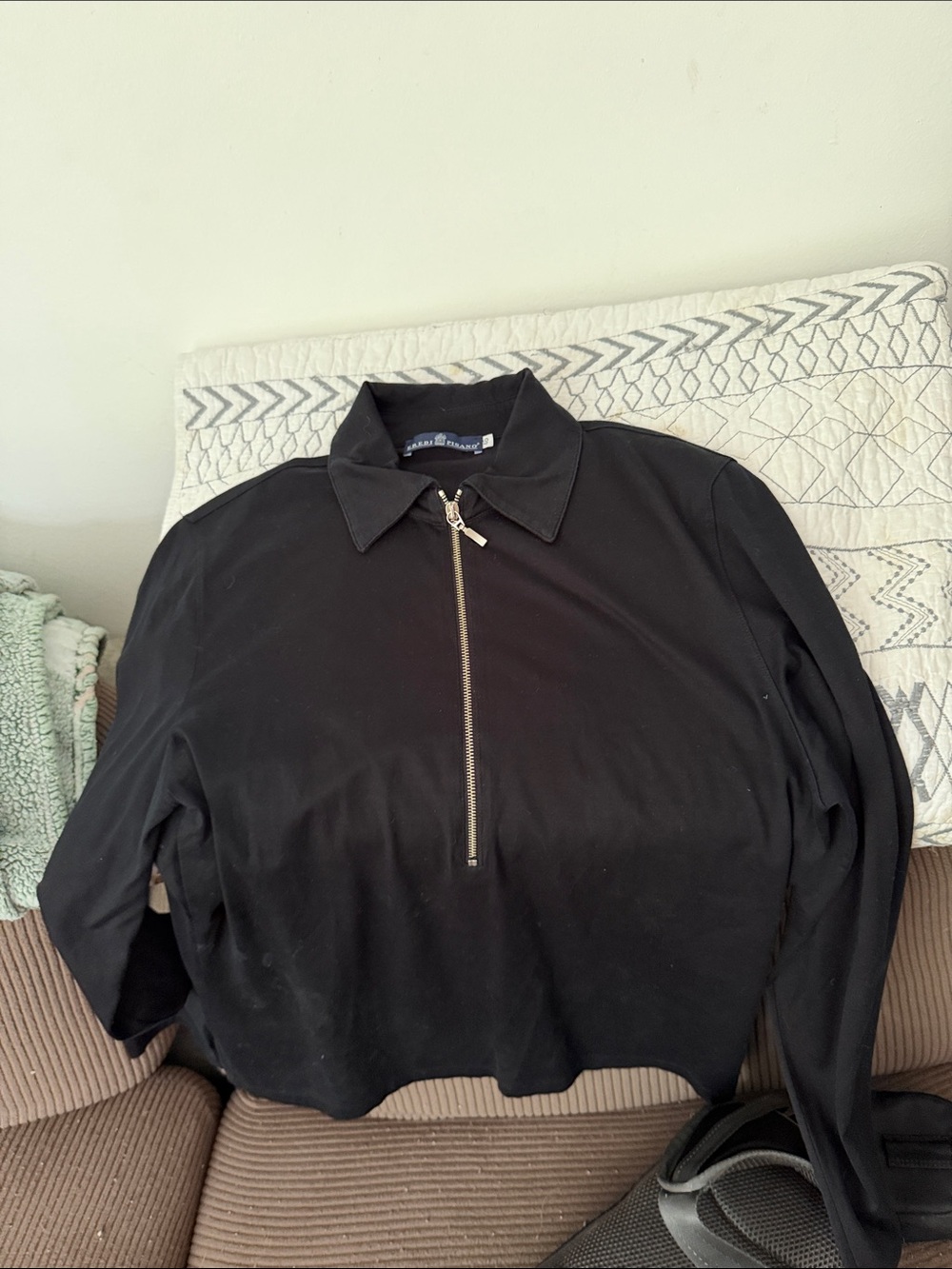 Women's Black Half-Zip Collared Pullover